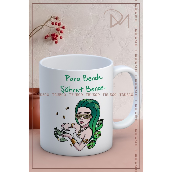 Baskılı Kupa Bardak Seramik Mug - Para Bende.. Şöhret Bende..