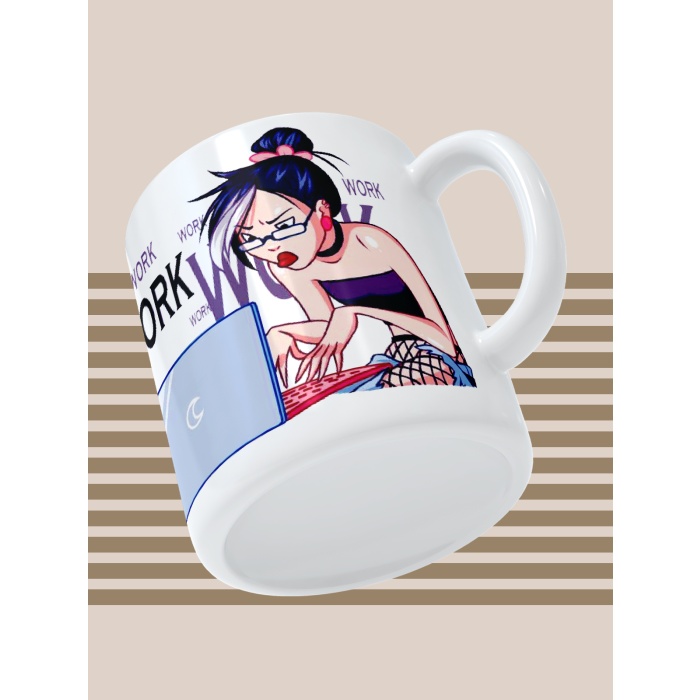 Baskılı Kupa Bardak Seramik Mug - Work work