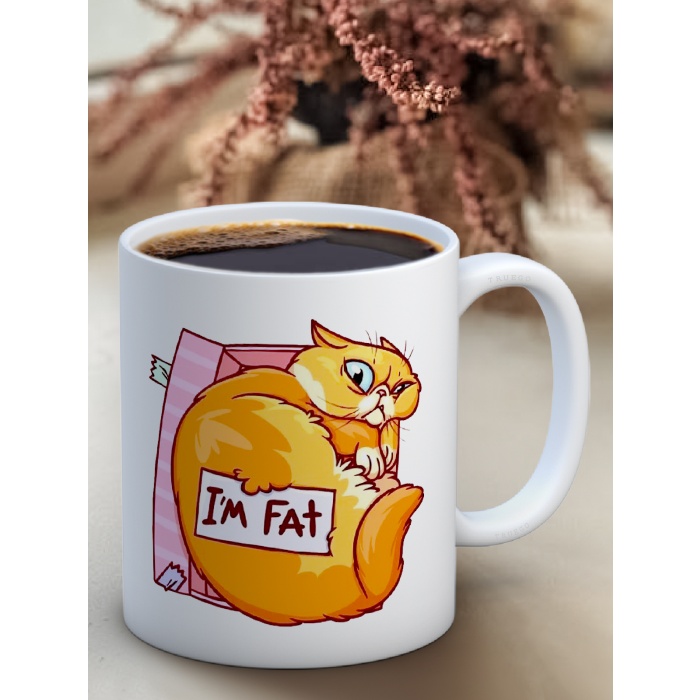 Baskılı Kupa Bardak Seramik Mug - Im Fat