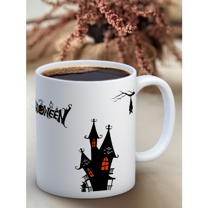 Baskılı Kupa Bardak Seramik Mug - Perili Ev Halloween