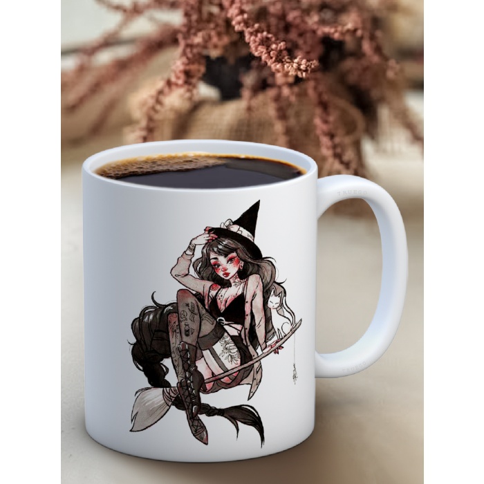 Baskılı Kupa Bardak Seramik Mug -  Witch