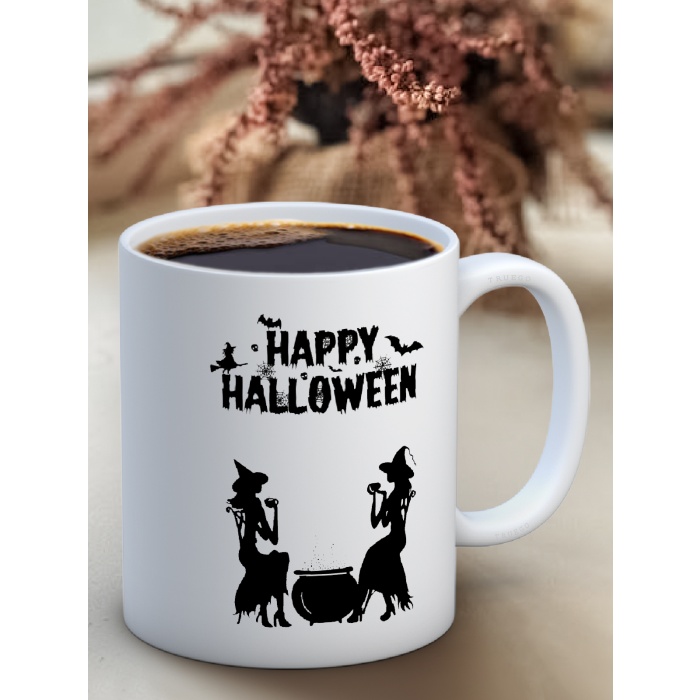 Baskılı Kupa Bardak Seramik Mug - Happy Halloween