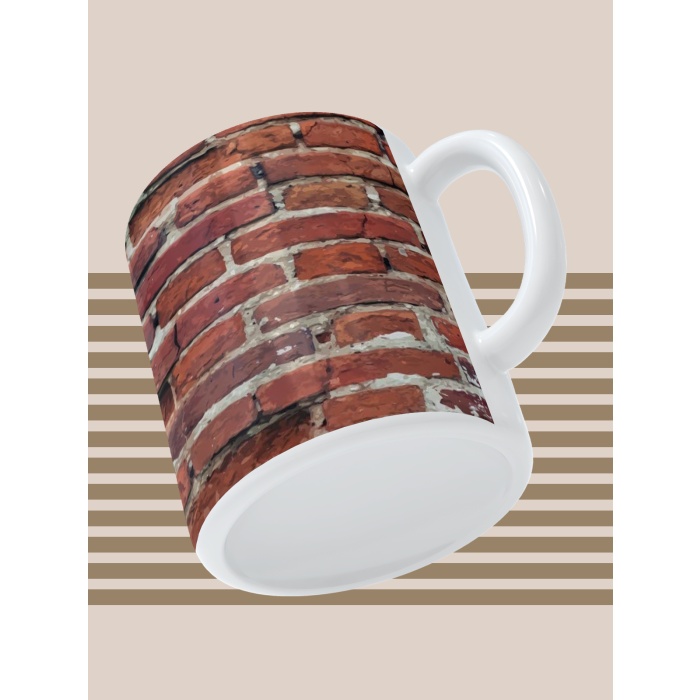 Baskılı Kupa Bardak Seramik Mug - Tuğla Duvar