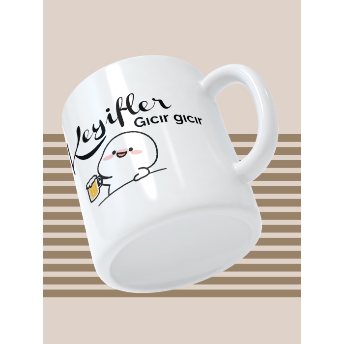 Baskılı Kupa Bardak Seramik Mug - Keyifler Gıcır Gıcır