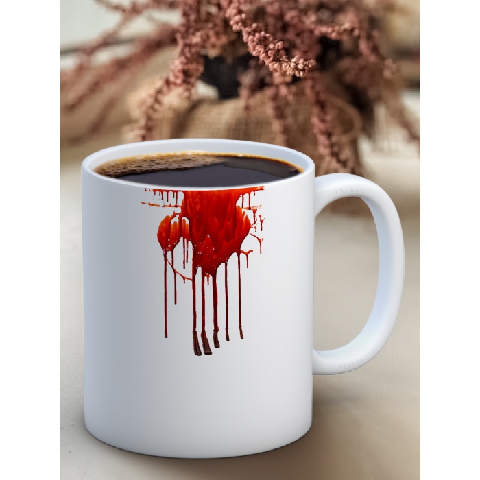 Baskılı Kupa Bardak Seramik Mug -Kan