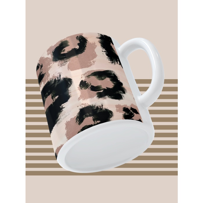 Baskılı Kupa Bardak Seramik Mug - leopar Desen