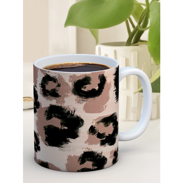 Baskılı Kupa Bardak Seramik Mug - leopar Desen
