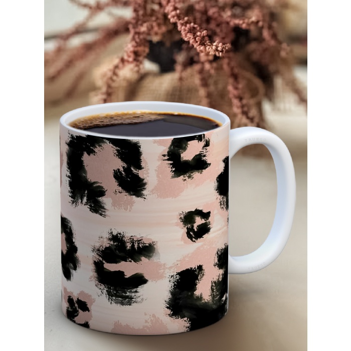 Baskılı Kupa Bardak Seramik Mug - leopar Desen