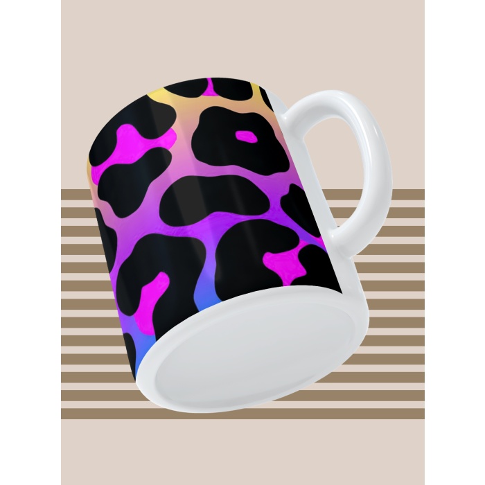 Baskılı Kupa Bardak Seramik Mug - Parlak Leopar Desen
