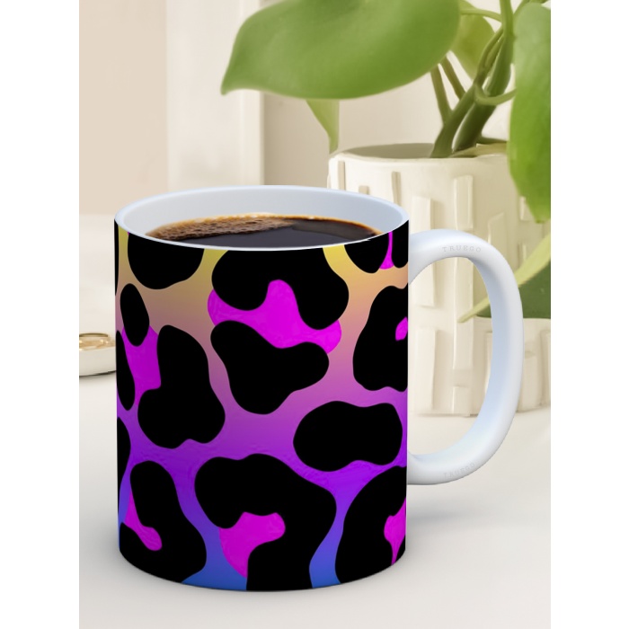 Baskılı Kupa Bardak Seramik Mug - Parlak Leopar Desen