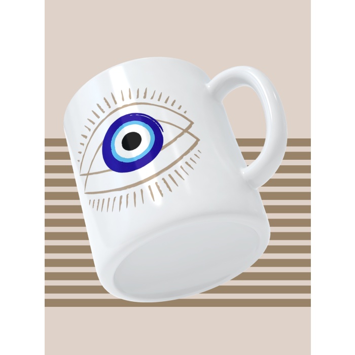 Baskılı Kupa Bardak Seramik Mug - Nazar Göz