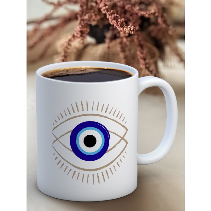 Baskılı Kupa Bardak Seramik Mug - Nazar Göz