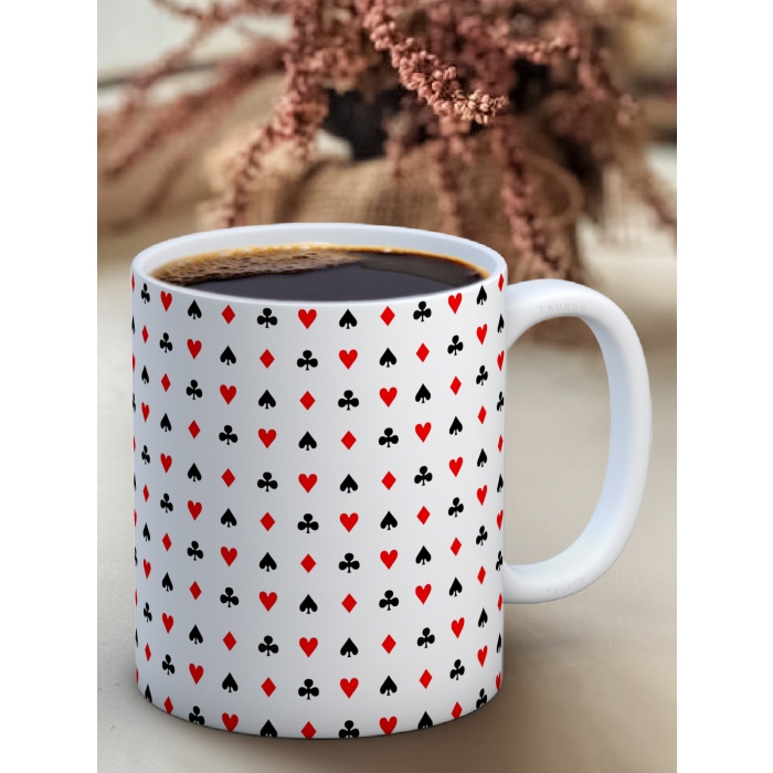 Baskılı Kupa Bardak Seramik Mug - Karo desen