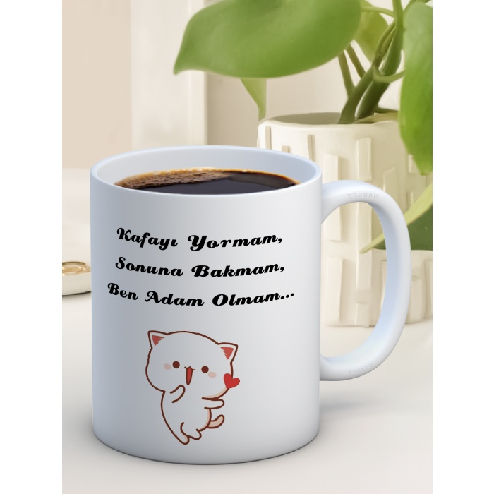 Baskılı Kupa Bardak Seramik Mug - Ben Adam Olmam