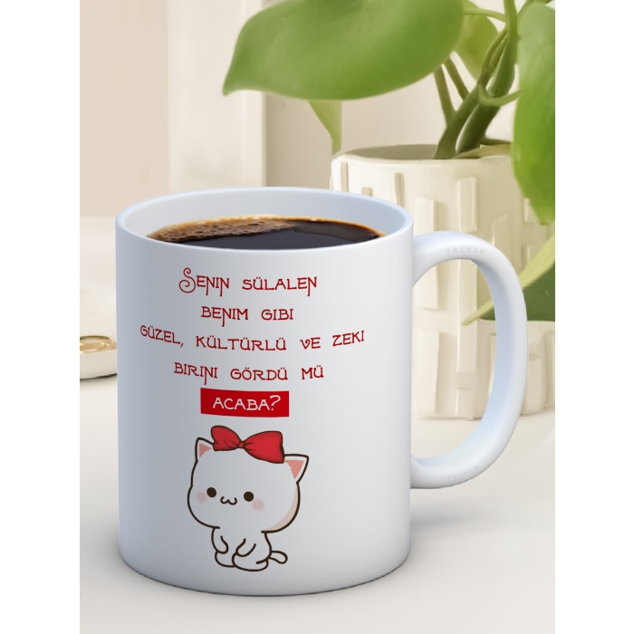 Baskılı Kupa Bardak Seramik Mug - ..gördümü Acaba?