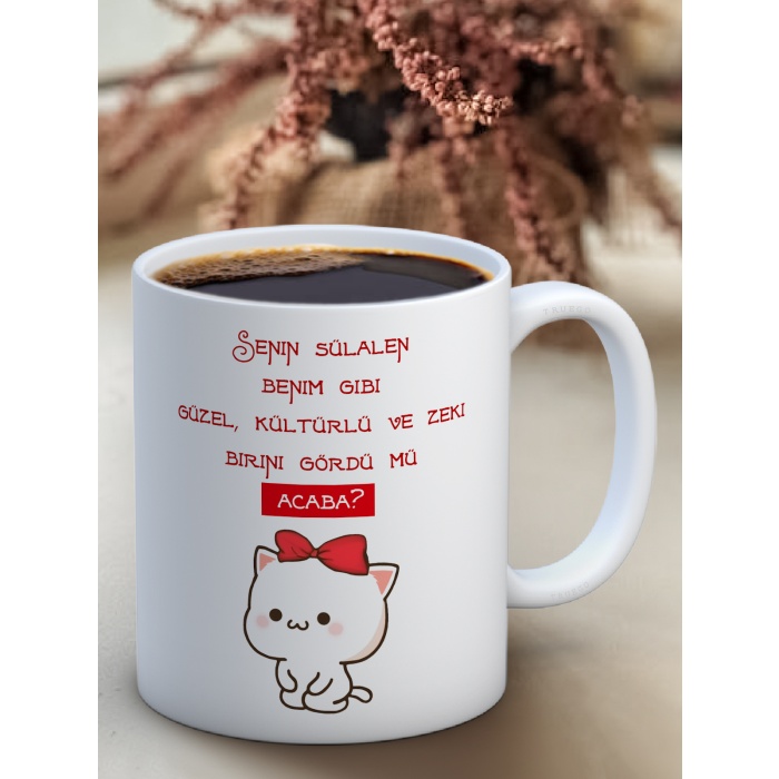 Baskılı Kupa Bardak Seramik Mug - ..gördümü Acaba?