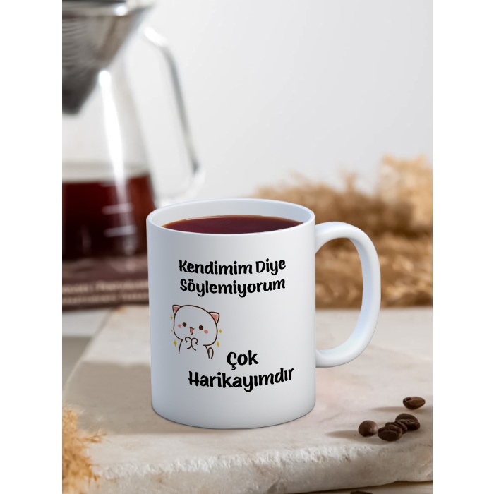 Baskılı Kupa Bardak Seramik Mug - Çok Harikayımdır..