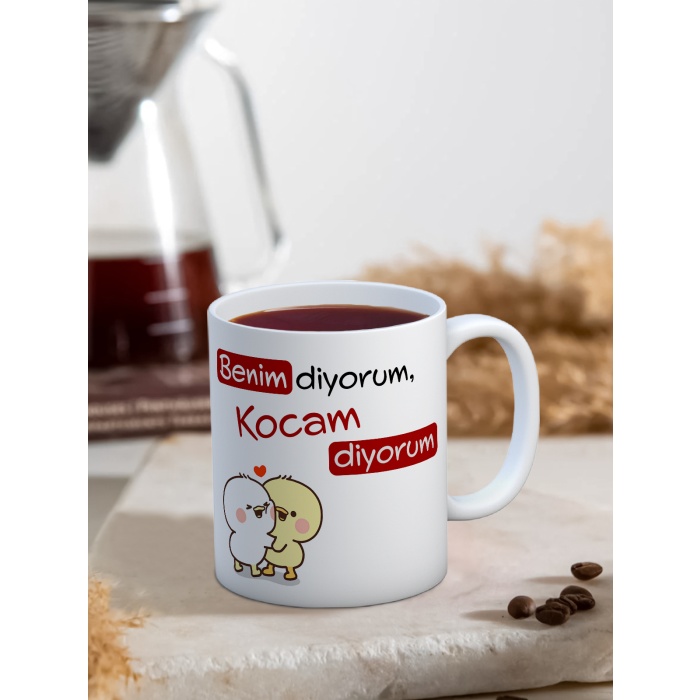 Baskılı Kupa Bardak Seramik Mug - Kocam Diyorum..