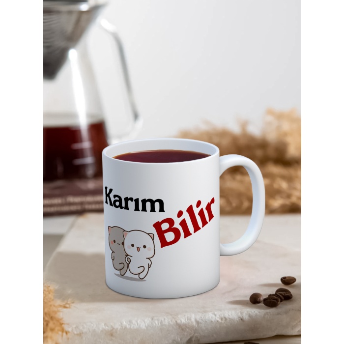 Baskılı Kupa Bardak Seramik Mug - Karım Bilir