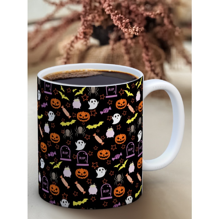Baskılı Kupa Bardak Seramik Mug - Halloween Figürleri