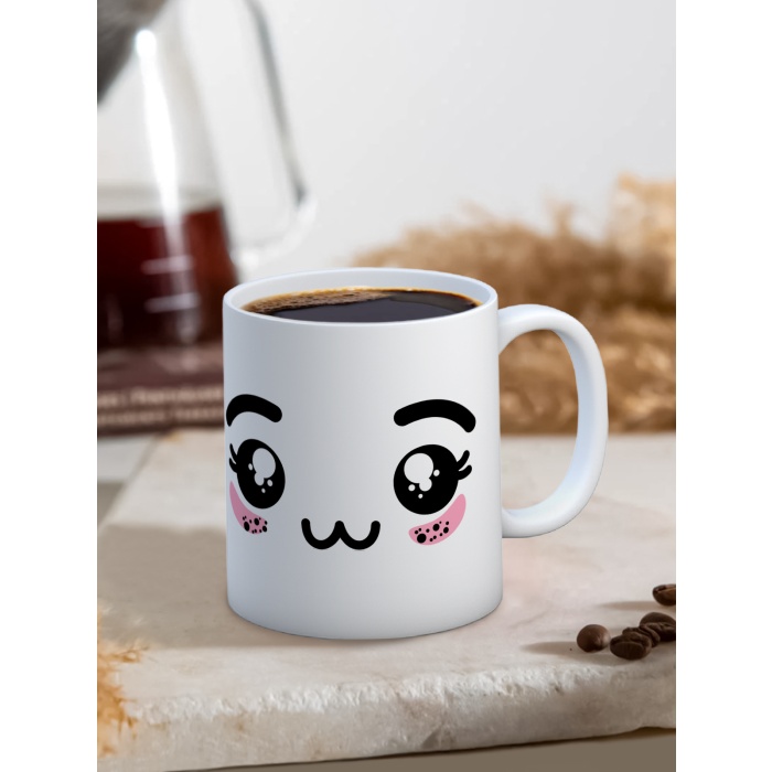 Baskılı Kupa Bardak Seramik Mug - Emoji