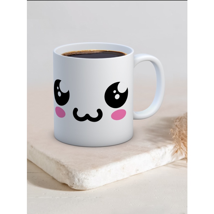 Baskılı Kupa Bardak Seramik Mug - Üzgün Emoji