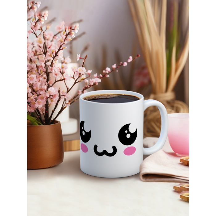 Baskılı Kupa Bardak Seramik Mug - Üzgün Emoji