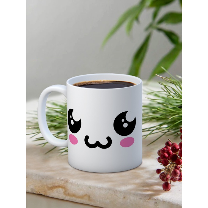 Baskılı Kupa Bardak Seramik Mug - Üzgün Emoji