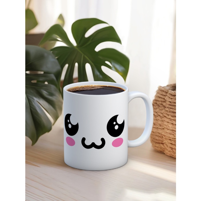 Baskılı Kupa Bardak Seramik Mug - Üzgün Emoji