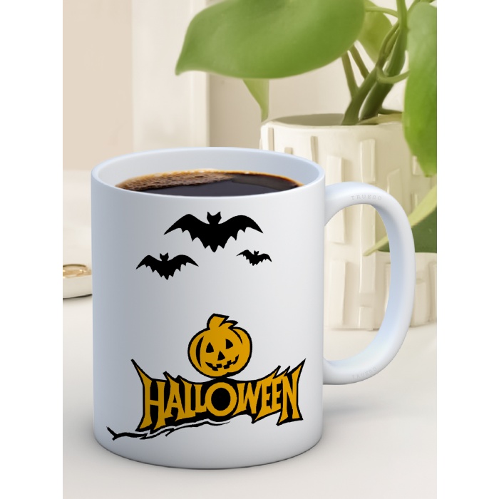 Baskılı Kupa Bardak Seramik Mug - Halloween Bal Kabağı