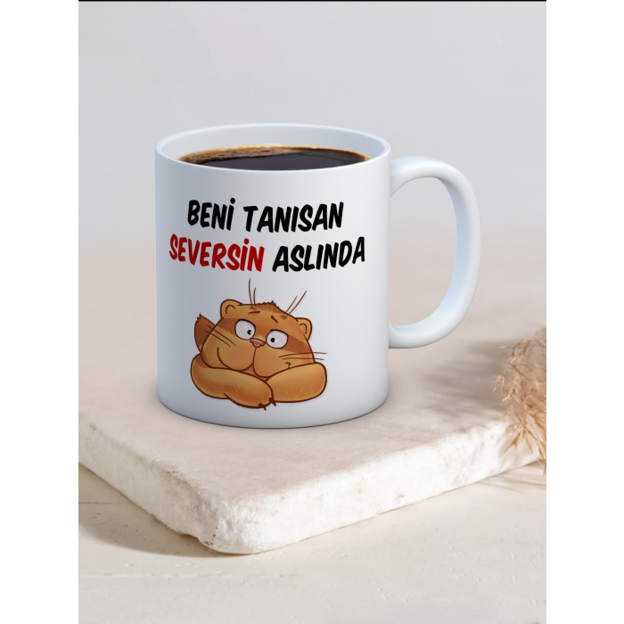 Baskılı Kupa Bardak Seramik Mug - Tanısan Seversin