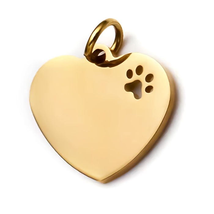 Kişiye Özel Kalp Model Patili Çelik Kedi Köpek Künyesi