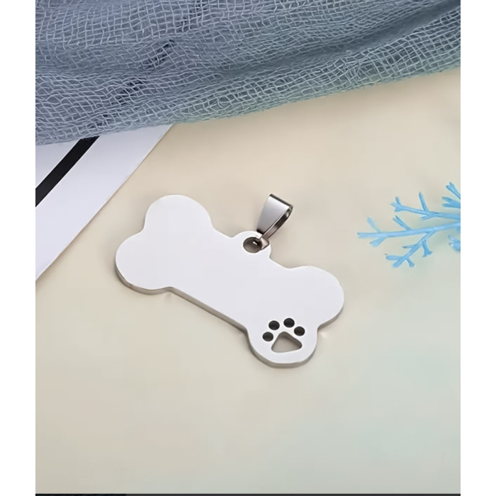 Kişiye Özel Kemik Model Patili Çelik Kedi Köpek Künyesi
