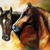 İki At Yağlıboya Kanvas Tablo 50 x 70
