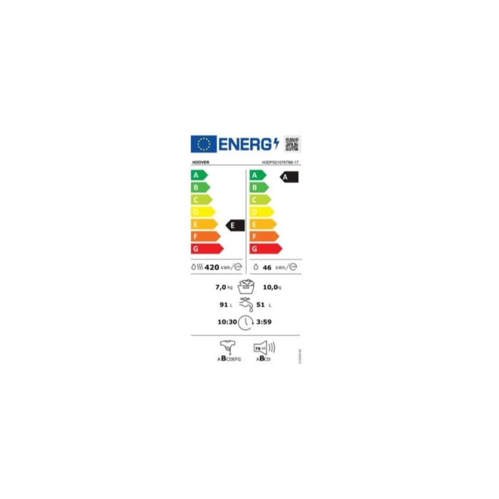 H3dps21076tb6-17 10 Kg Yıkama 7 Kg Kurutma Wi-fi Bluetooth Bağlantılı Kurutmalı Çamaşır Makinesi