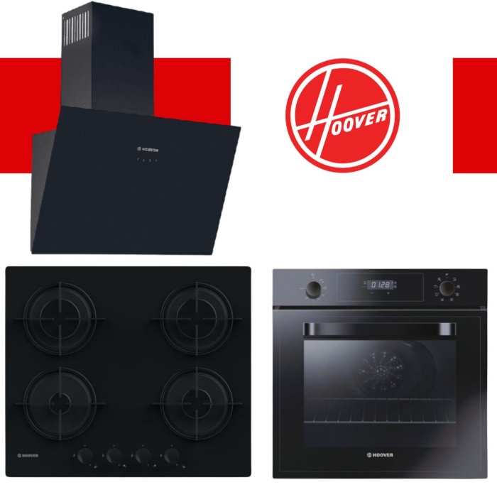 Siyah Cam Ankastre Set (HDG6C2GBTK Davlumbaz, HVW6MBB Ocak, HOT3051BI/E Fırın)