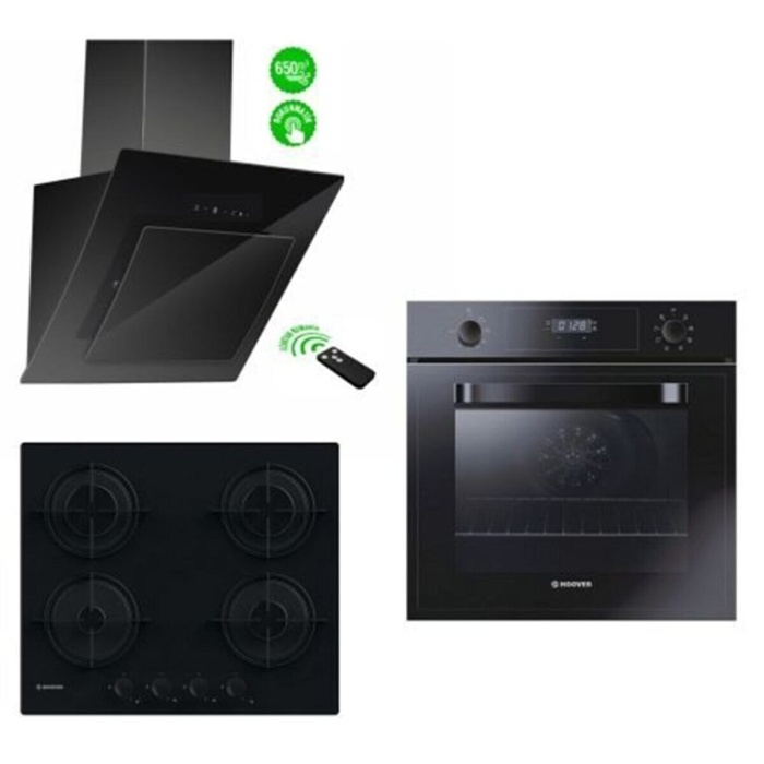 3lü Ankastre Set Siyah (HOT3051BI/E FIRIN - HVW6MBB OCAK - HDM656BTK DAVLUMBAZ)