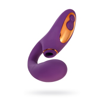 Çift uyarımlı masaj aleti LEroina Megam, silikon, mor, 27,5 cm