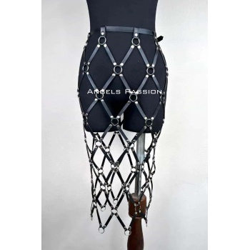 Harness Etek, Deri Örgü Harness Etek, Şık Tayt Üzeri Etek - APFT410