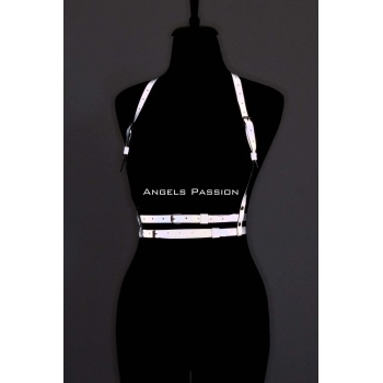 Karanlıkta Yansıyan - Reflektörlü Göğüs Harness, Parti Harness, Elbise Aksesuar - APFT205