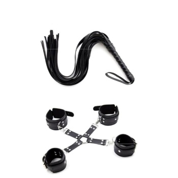 Censan Siyah Kelepçe Kırbaç Set