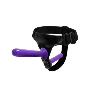 Censan Mor Double Dong Titreşimli Belden Bağlamalı Çift Taraflı Bisex Dildo Vibratör model 2