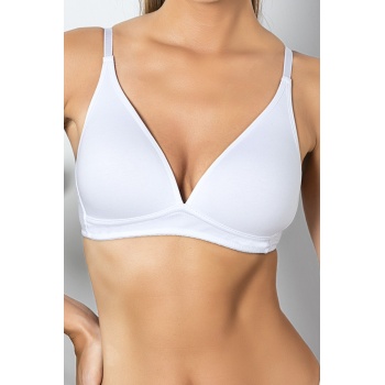 Beyaz Günlük Konforlu İnce Nefes Alan Süngerli Pamuk Sütyen, Kadın İç Giyim