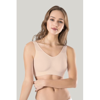 Kadın Gri Kalın Askılı Çıkarılabilir Pedli Örme Seamless Dikişsiz Basic Büstiyer