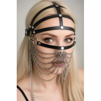 Zincirli Deri Seksi Maske - APFT465