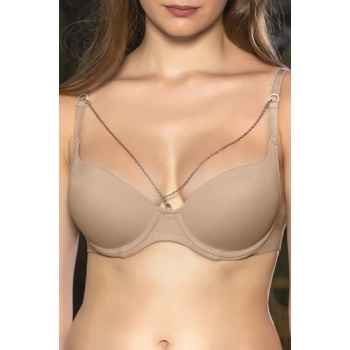 Günlük Kullanıma Uygun Ten Zincir Aksesuarlı Yarım Push-Up Sütyen,Destekli, Düşük Dekolte Uyumlu