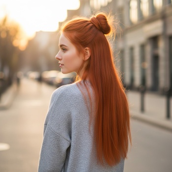 Fiber Sentetik Düz Yarım Ay + 2 Yan Çıt Çıt - Bakır