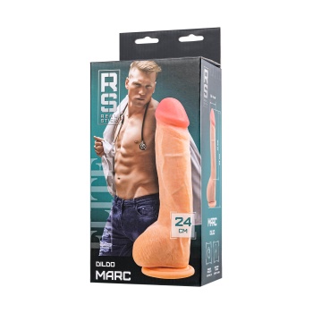 RealStick Elite Marc Vantuzlu yapay penis, TPR, çıplak, 24 cm