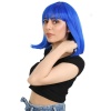 Küt Kahküllü Fiber Sentetik Peruk - Koyu Mavi