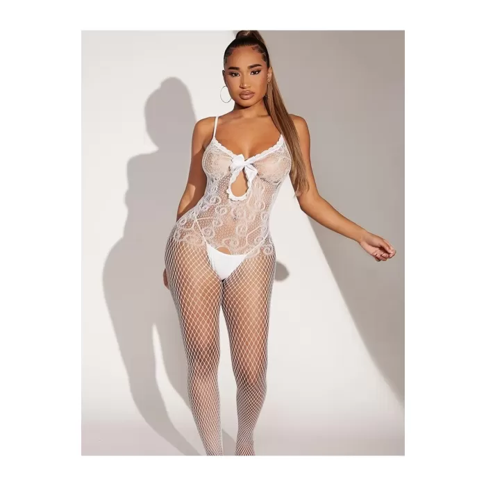 BEYAZ Fantezi Kadın Seksi  Vücut Çorabı